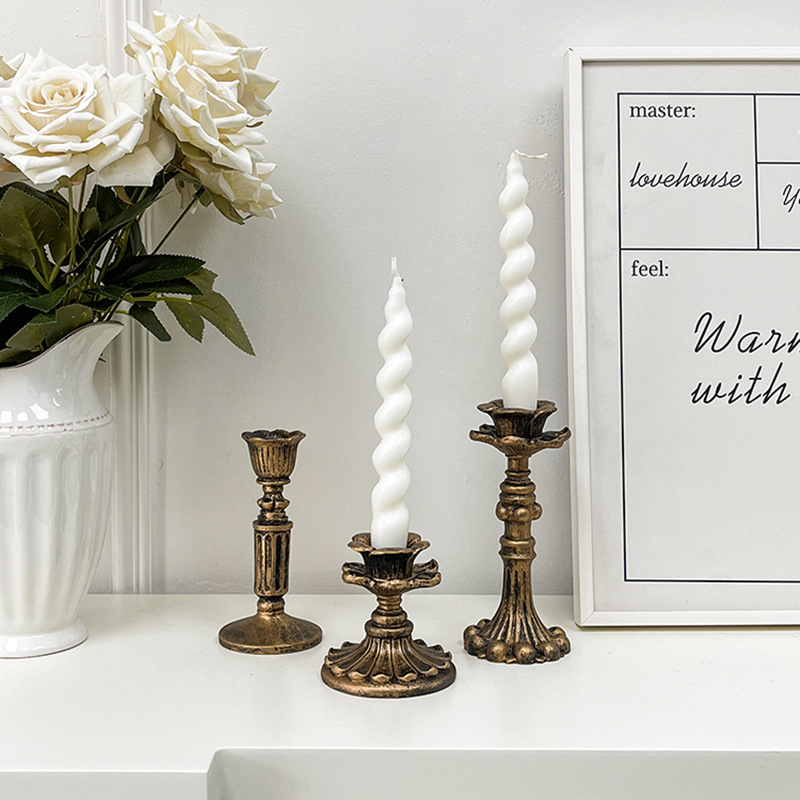 Home Decor Vintage - Vintage Bronze Candlestick Figurine Antique Floral