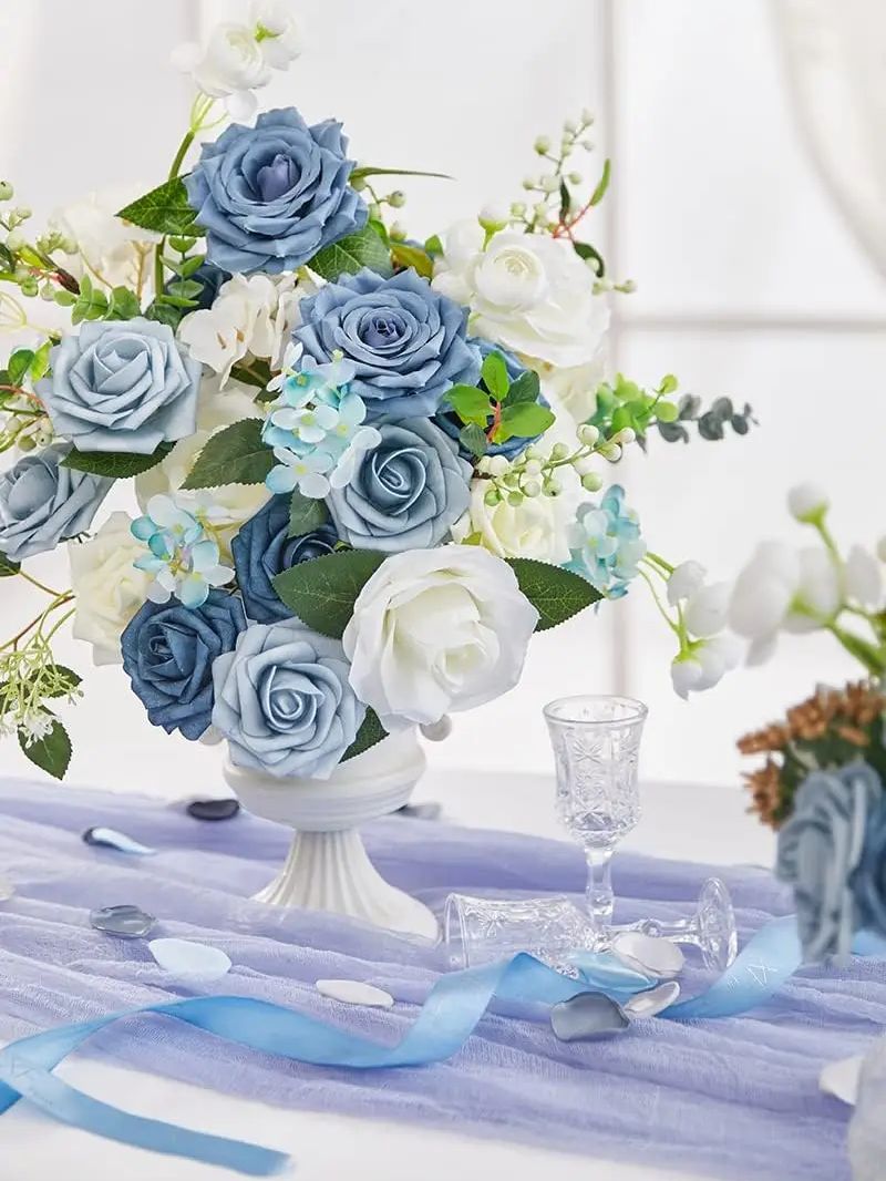 White Blue Rose Artificial Flo - đánh giá và giá Home Decor Center