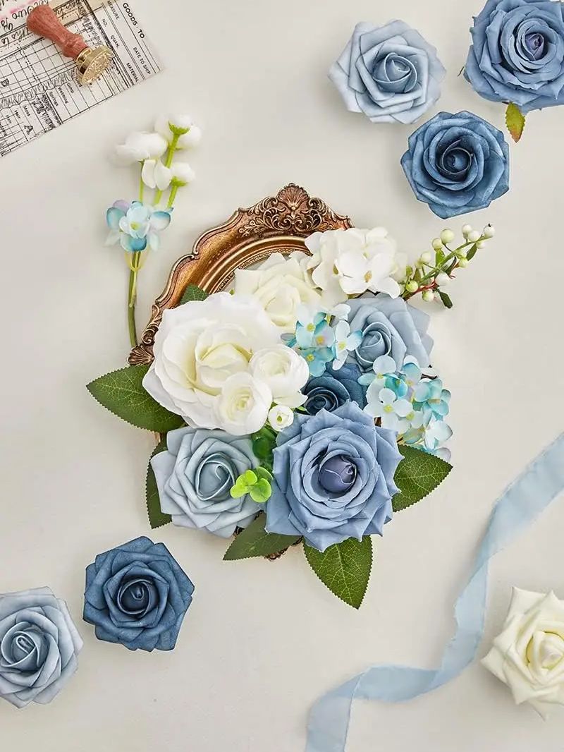 White Blue Rose Artificial Flo - đánh giá và giá Home Decor Center