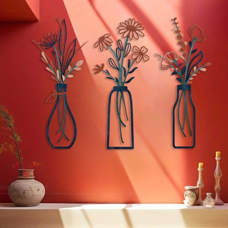 3 Large Floral Wall Art Sculpt - đánh giá và giá Home Decor Vase With Flowers