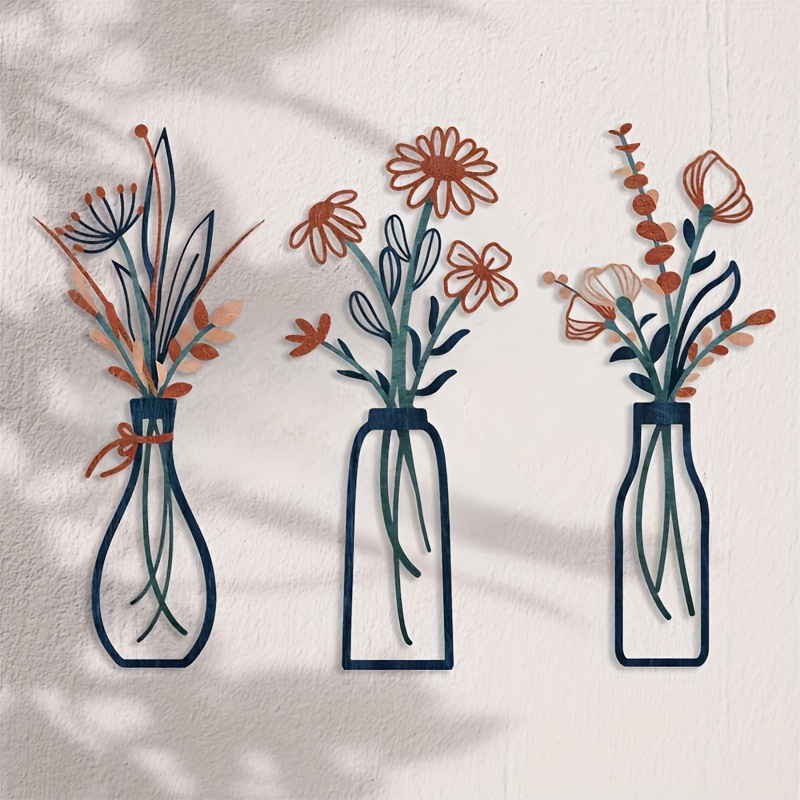 3 Large Floral Wall Art Sculpt - đánh giá và giá Home Decor Vase With Flowers