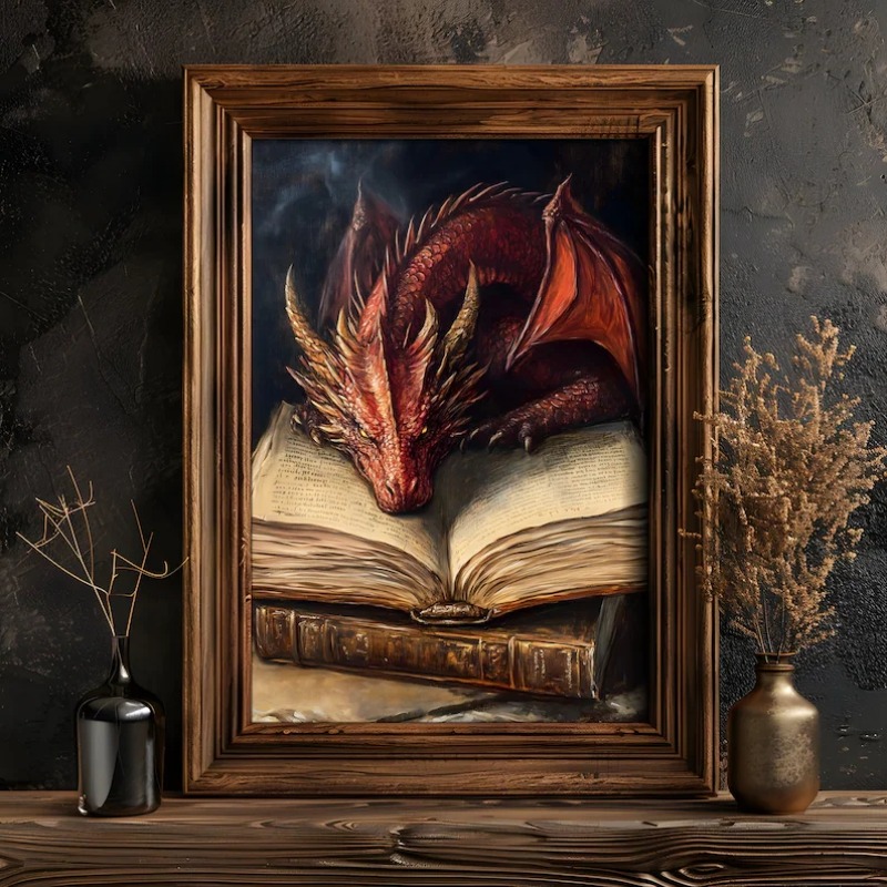 Large Dragon Reading Book Post - đánh giá và giá Home Decor Gothic