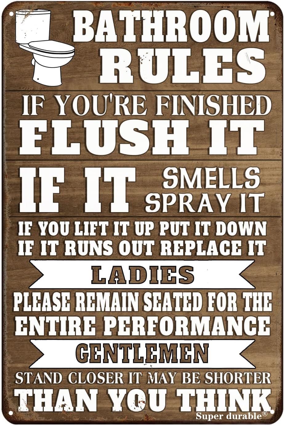 Funny Bathroom Rules Metal Tin - đánh giá và giá Home Decor Quotes