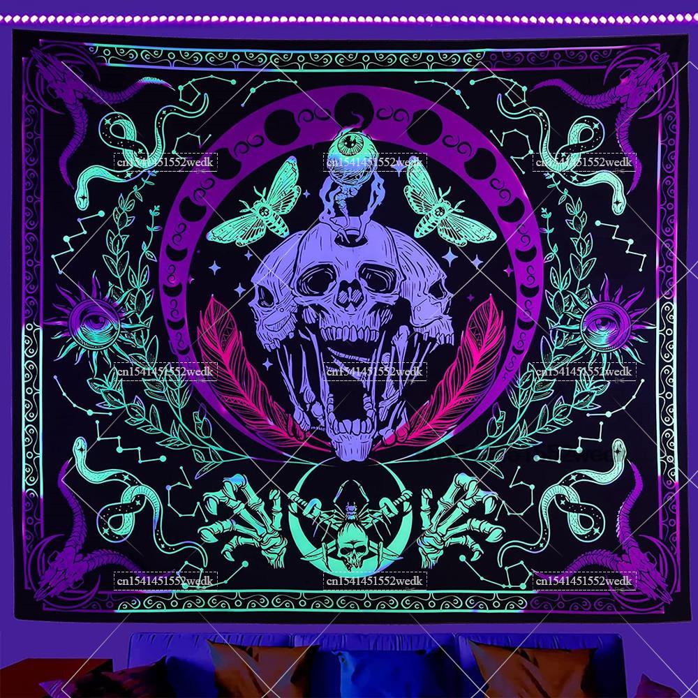 Hippie Skull Blacklight Tapest - đánh giá và giá Home Decor Hippie