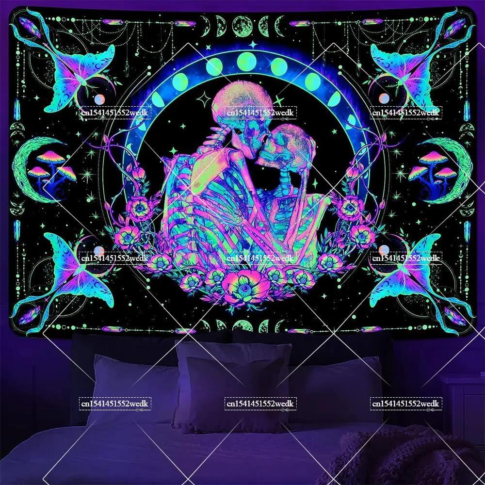 Hippie Skull Blacklight Tapest - đánh giá và giá Home Decor Hippie