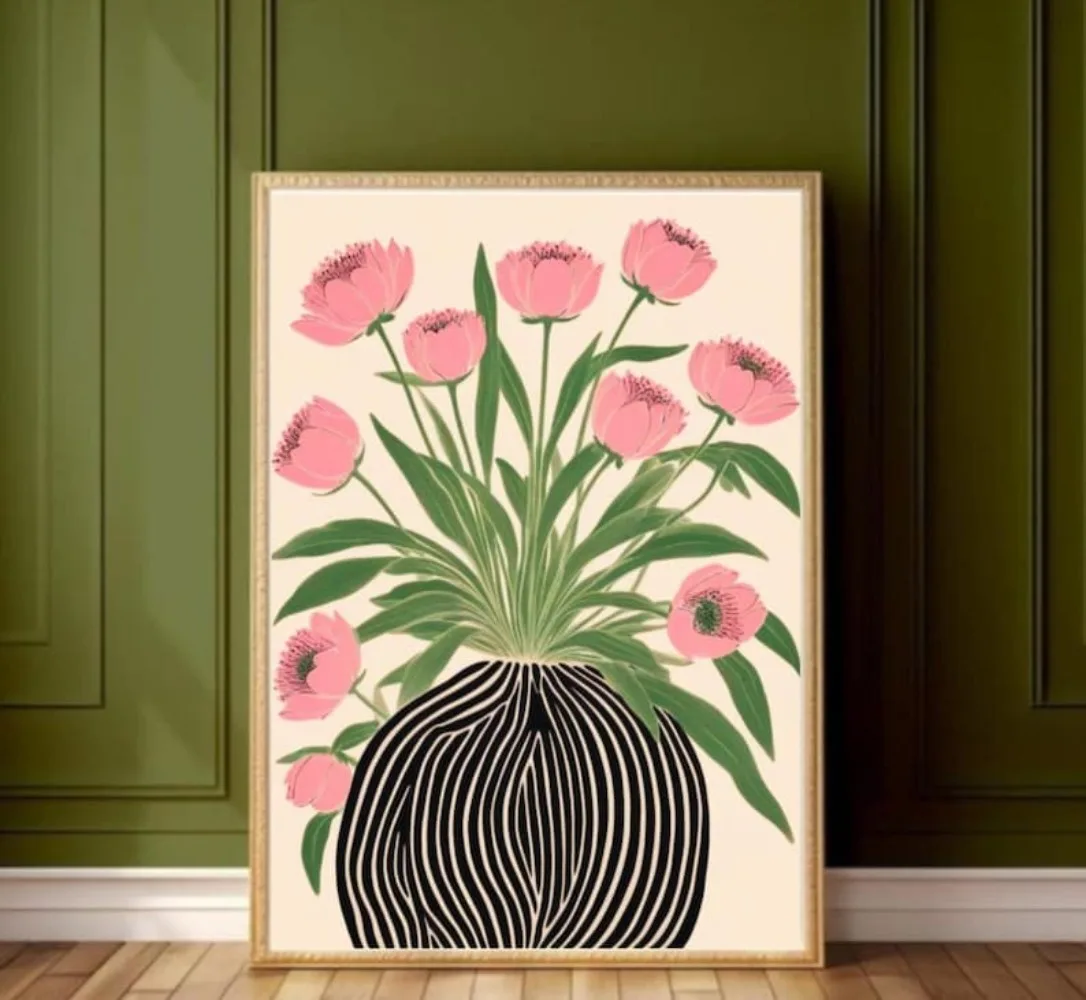 A Frameless Floral Poster,Mati - đánh giá và giá Home Decor Vase With Flowers