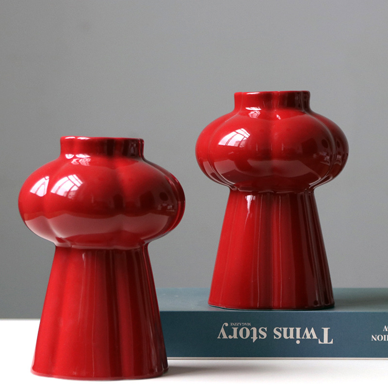 1Pcs Red Ceramic Vase, Desktop - đánh giá và giá Home Decor Center