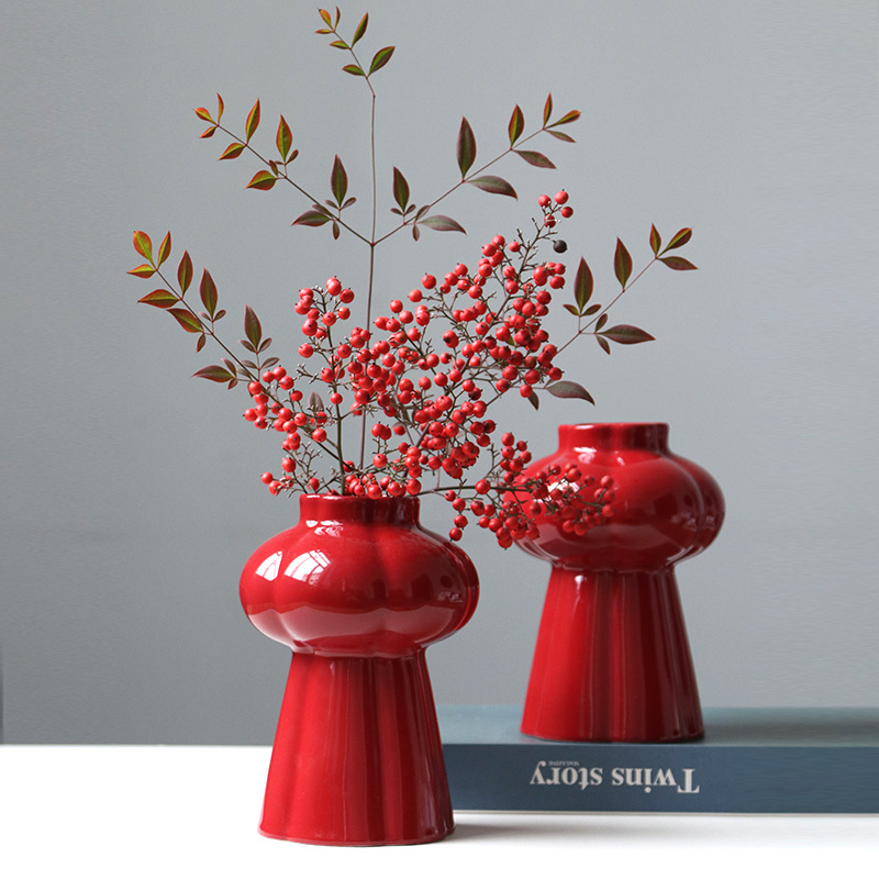 1Pcs Red Ceramic Vase, Desktop - đánh giá và giá Home Decor Center