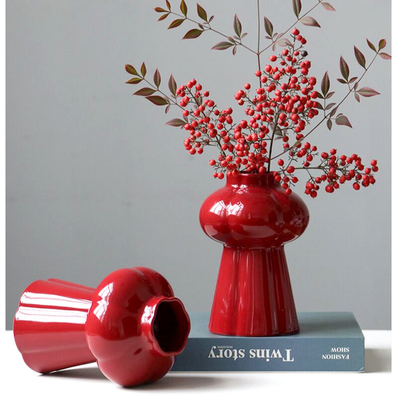 1Pcs Red Ceramic Vase, Desktop - đánh giá và giá Home Decor Center
