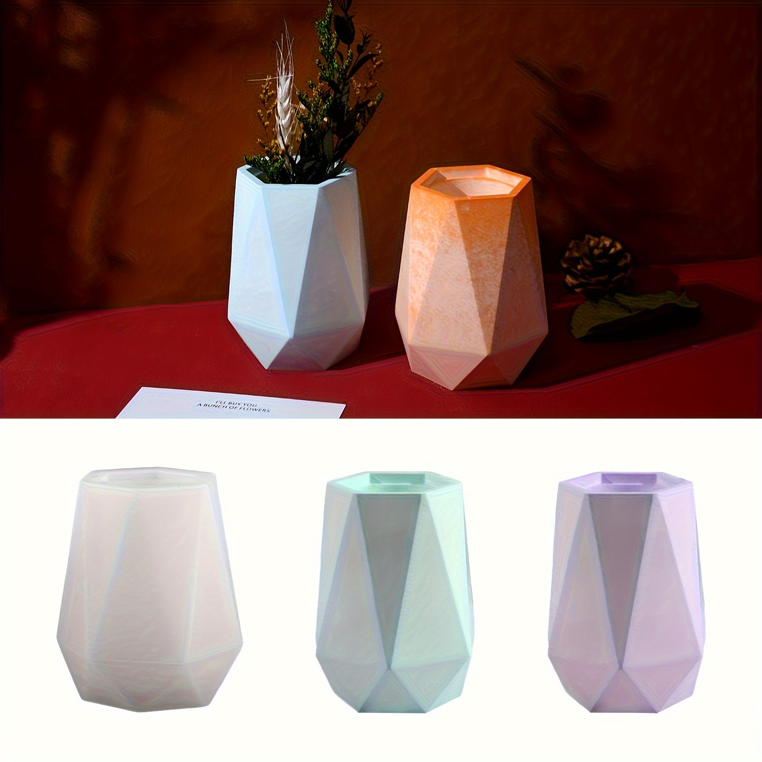 Diy6 Side Cut Side Vase Silico - đánh giá và giá Home Decor Vase With Flowers