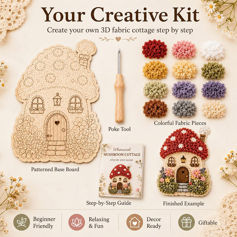 3D Mushroom House Poke Art DIY - đánh giá và giá Home Decor Diy