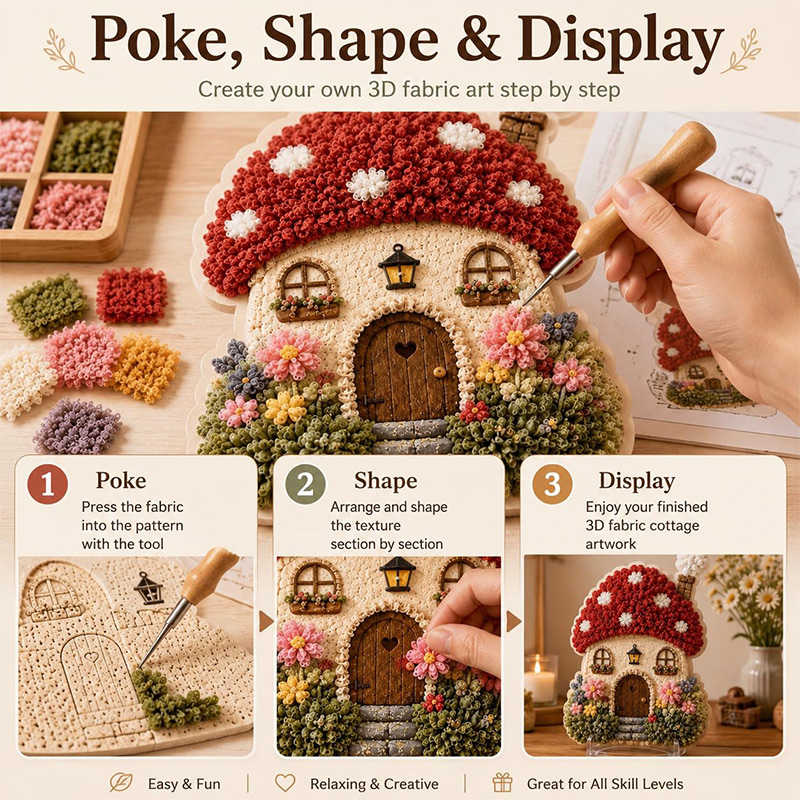 3D Mushroom House Poke Art DIY - đánh giá và giá Home Decor Diy