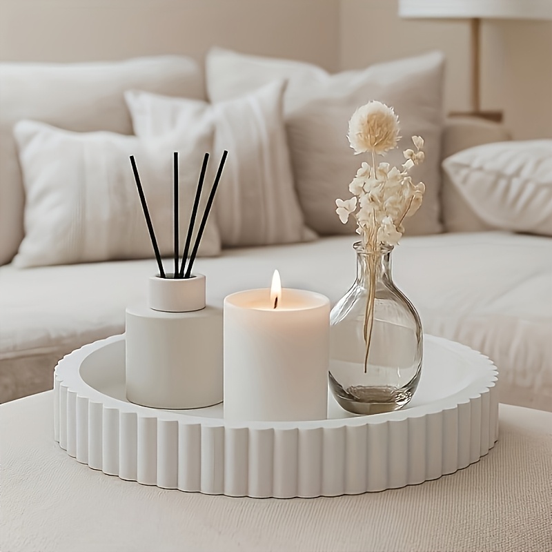 Round White Tray Modern Wavy T - đánh giá và giá Home Decor Center