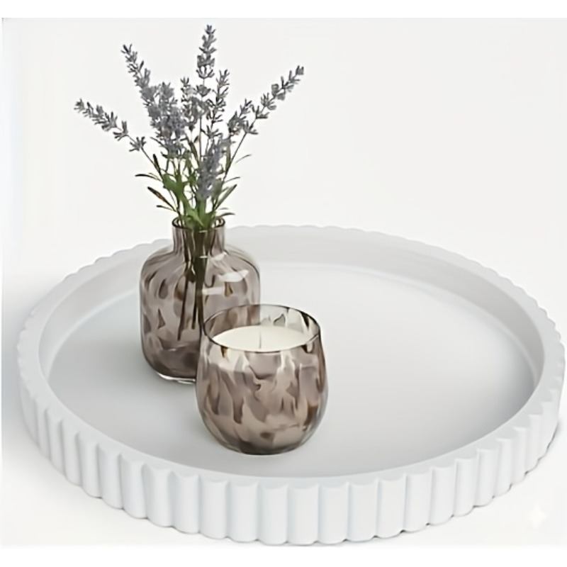 Round White Tray Modern Wavy T - đánh giá và giá Home Decor Center