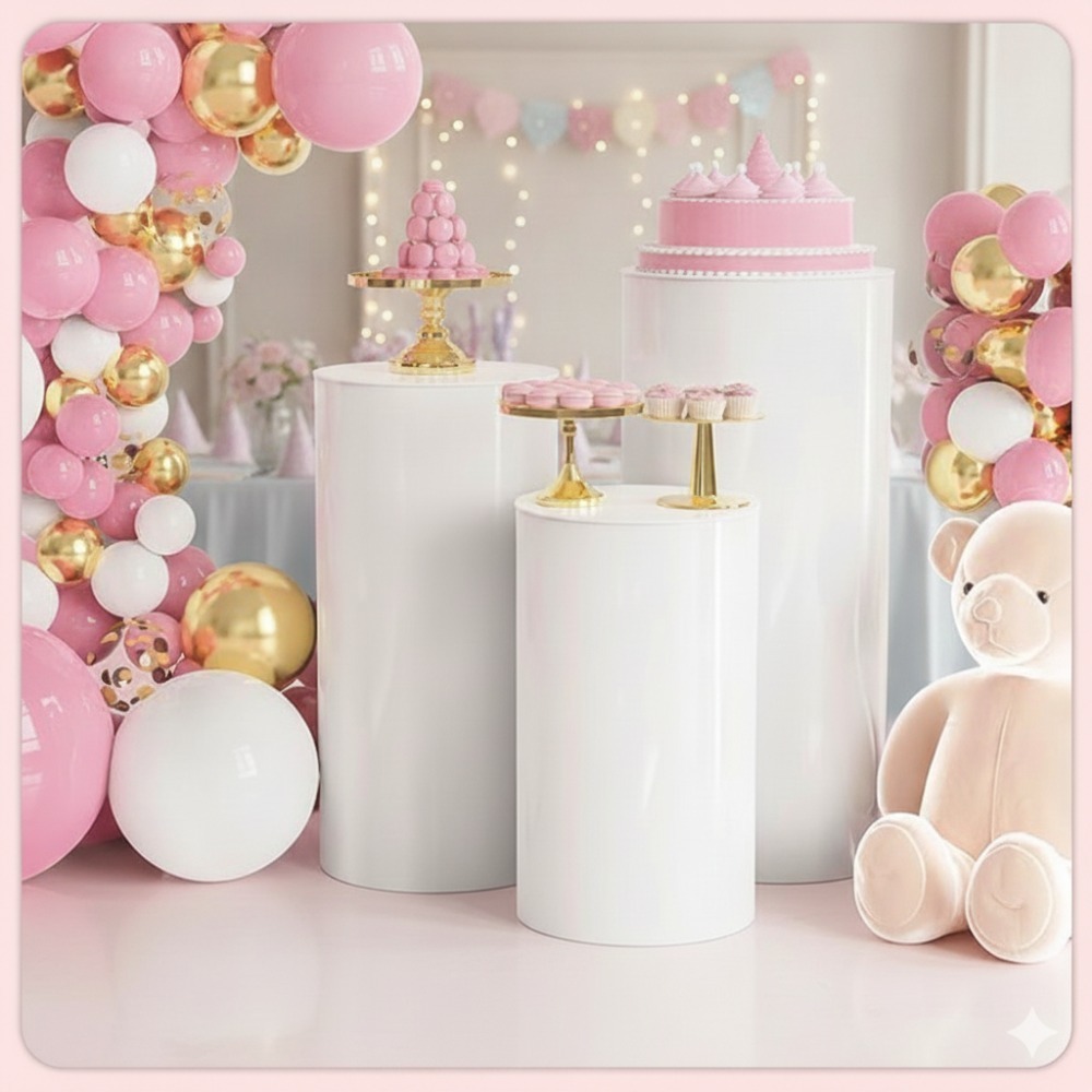 3/5Pcs White Cylinder Pedestal - đánh giá và giá Home Decor For Wedding