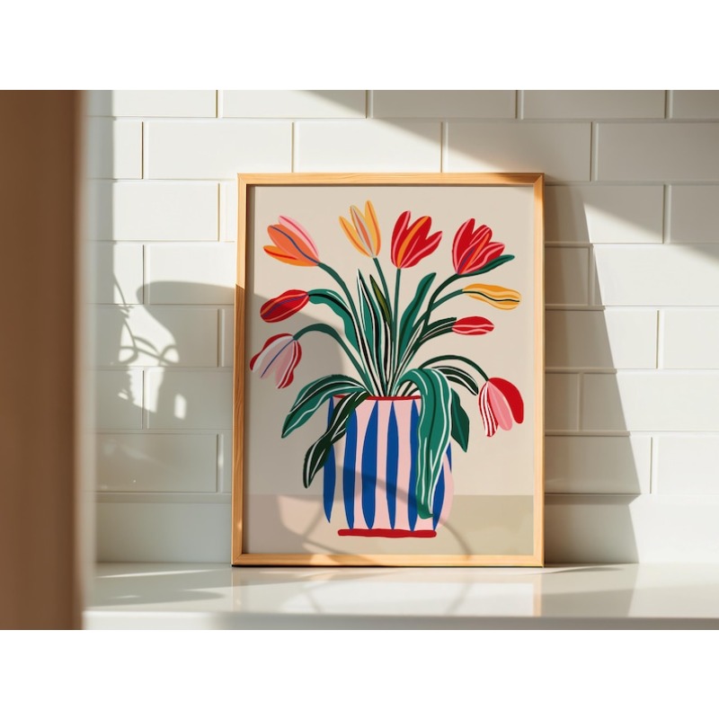 2pcs Tulip Flowers Canvas Wall - đánh giá và giá Home Decor Vase With Flowers