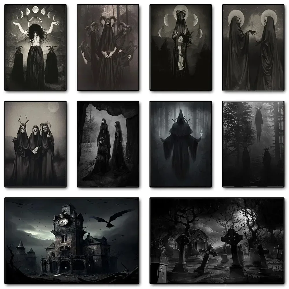 Dark Academia Art Black Death  - đánh giá và giá Home Decor Gothic