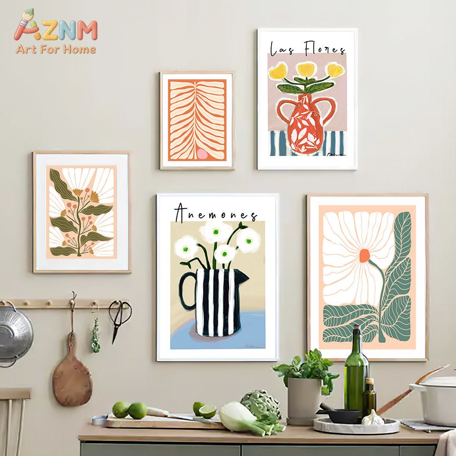 AZNM Boho Floral Canvas Wall A - đánh giá và giá Home Decor Vase With Flowers