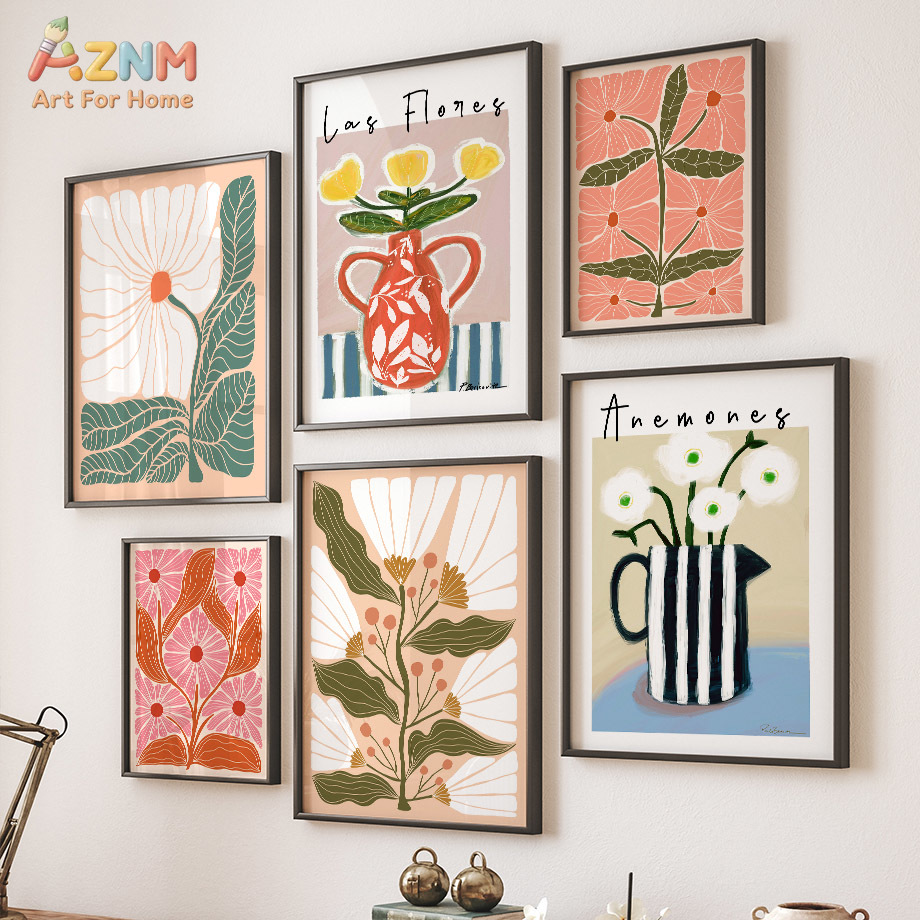 AZNM Boho Floral Canvas Wall A - đánh giá và giá Home Decor Vase With Flowers