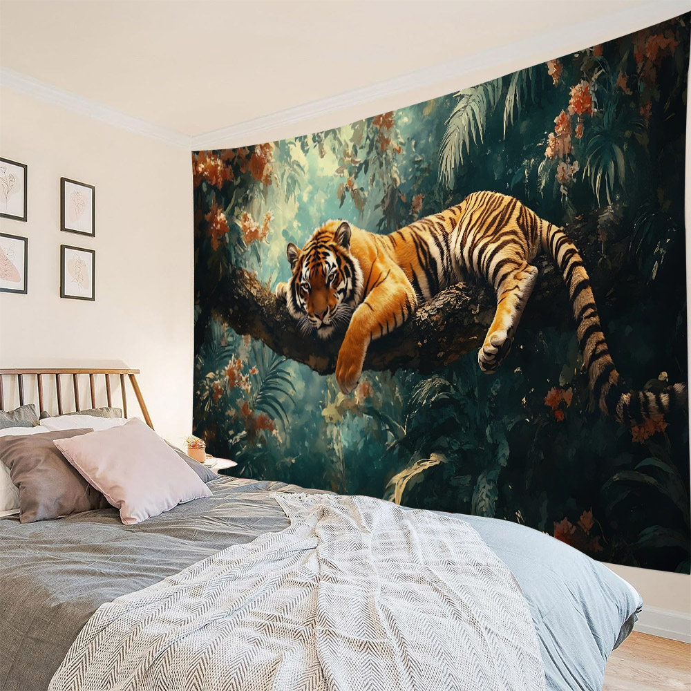 Forest tiger tapestry, animal  - đánh giá và giá Home Decor Hippie