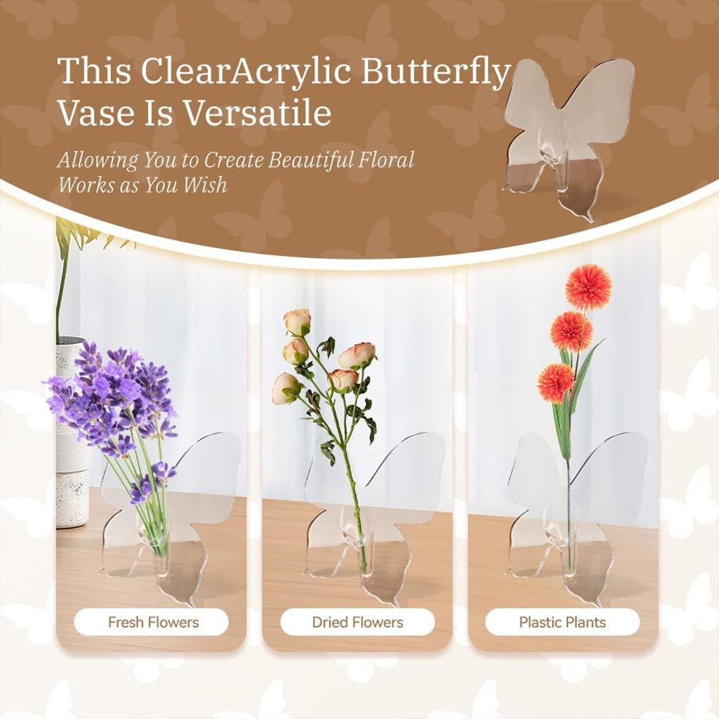 Transparent Butterfly Acrylic  - đánh giá và giá Home Decor Vase With Flowers