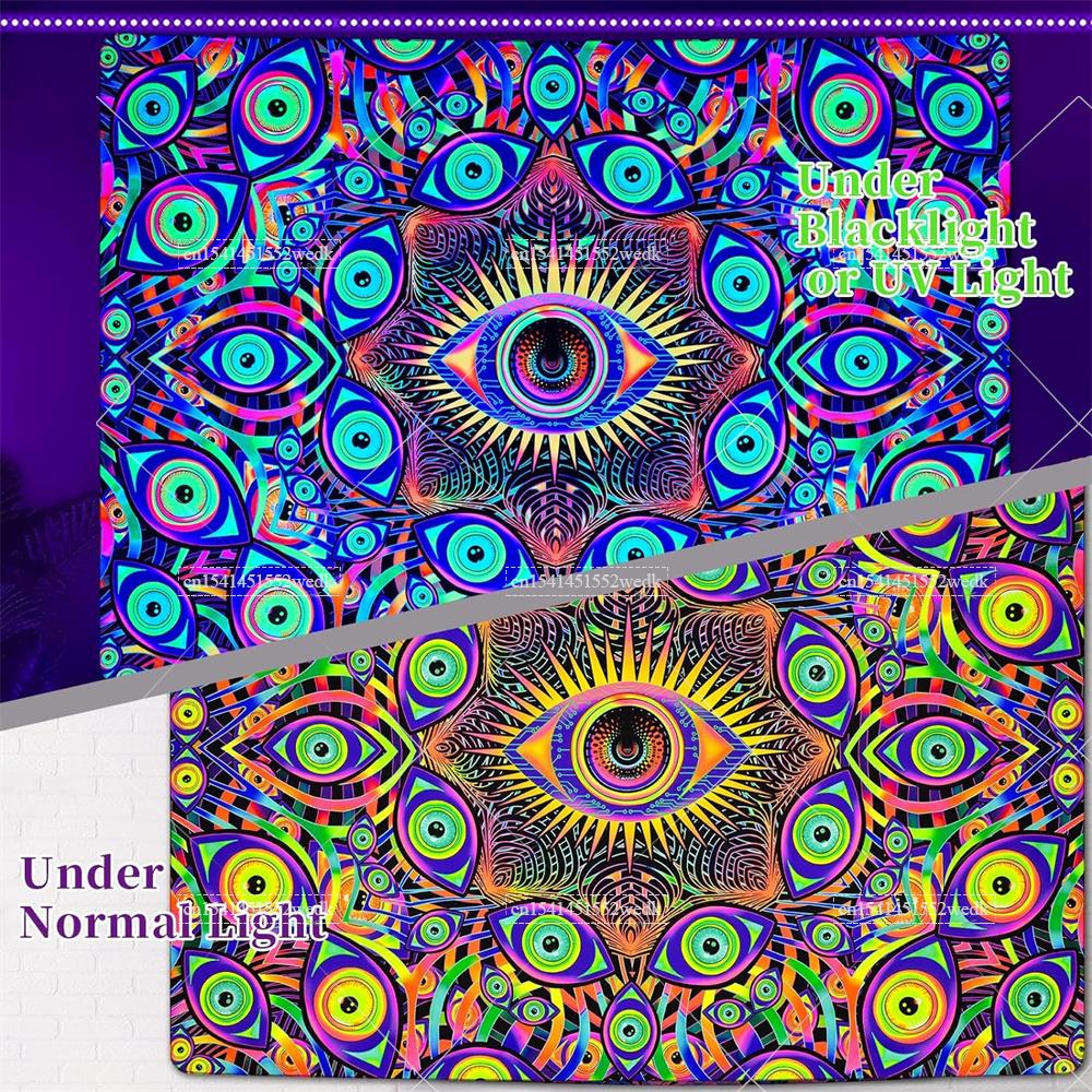 Blacklight Eyes Tapestry Boho  - đánh giá và giá Home Decor Hippie